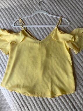 mine Yellow Off-Shoulder Ruffle Camisole